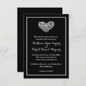 渦巻形の結婚ハートの結婚式招待状- 3x5 招待状 (正面/裏面)