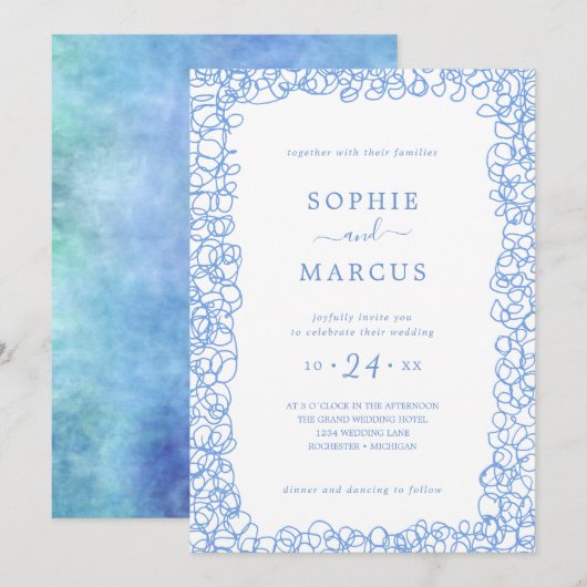 渦巻形の結婚式招待状 招待状 (正面/裏面)