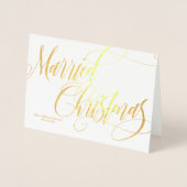 渦巻形の結婚結婚したChristmasの写真 箔カード (正面)