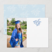 渦巻形のScript Thank You Graduation Photo Card サンキューカード (正面/裏面)