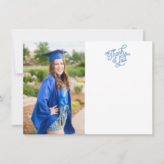渦巻形のScript Thank You Graduation Photo Card サンキューカード