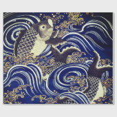 渦巻日本の波包み紙 ラッピングペーパー (フラット)