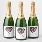 渦巻結婚ハート スパークリングワインラベル (ボトル)