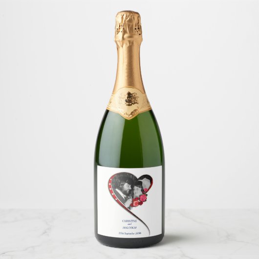 渦巻結婚ハート スパークリングワインラベル (正面)