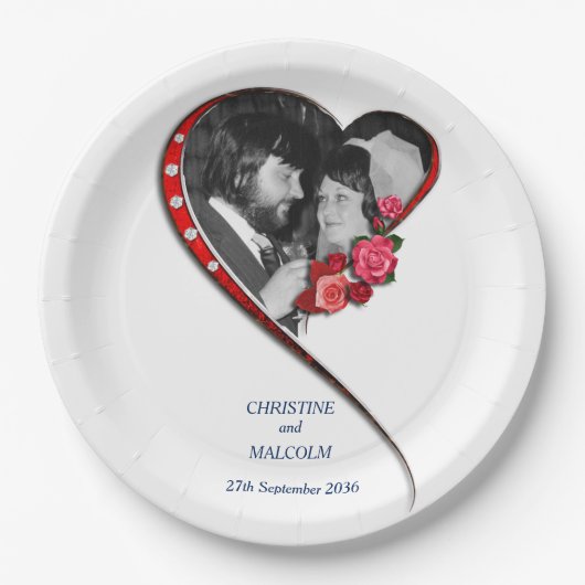 渦巻結婚ハート ペーパープレート (正面)