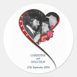 渦巻結婚ハート ラウンドシール