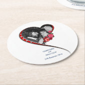 渦巻結婚ハート ラウンドペーパーコースター (アングル)