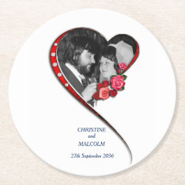 渦巻結婚ハート ラウンドペーパーコースター