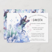 渦巻結晶 |恐竜ユニコーン赤ちゃんシャワー 招待状 (正面/裏面)