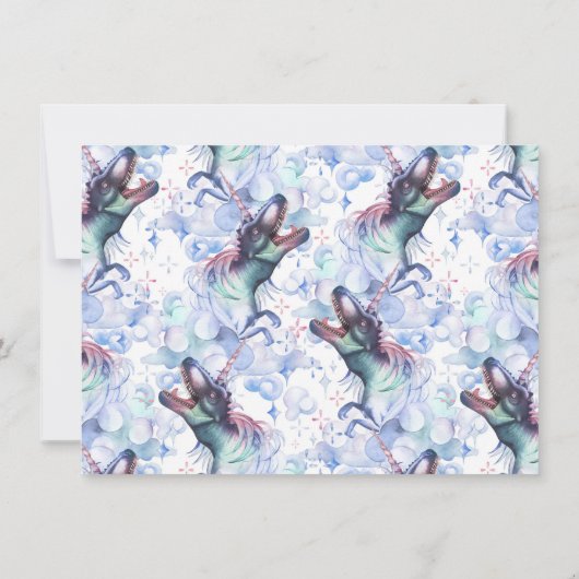 渦巻結晶 |恐竜ユニコーン赤ちゃんシャワー 招待状 (裏面)