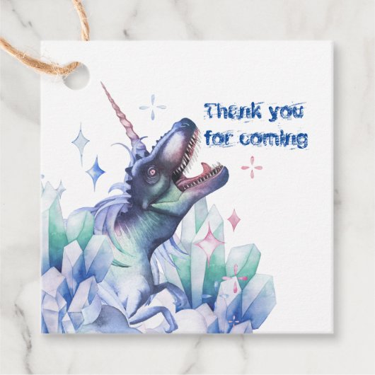 渦巻結晶 | Unicorn恐竜の神秘的なパーティー フェイバータグ (正面)