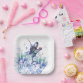 渦巻結晶 | Unicorn恐竜の神秘的なパーティー ペーパープレート (パーティー)