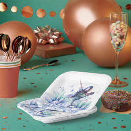 渦巻結晶 | Unicorn恐竜の神秘的なパーティー ペーパープレート