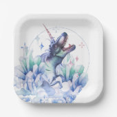 渦巻結晶 | Unicorn恐竜の神秘的なパーティー ペーパープレート (正面)