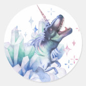 渦巻結晶 | Unicorn恐竜の神秘的なパーティー ラウンドシール (正面)