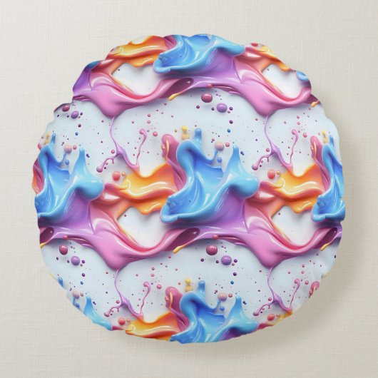 渦巻絵を描き模様 ラウンドクッション (正面)