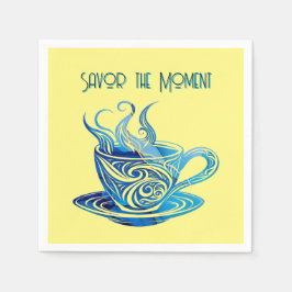 渦巻芸術的き模様の青コーヒーカップ スタンダードカクテルナプキン