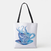 渦巻芸術的き模様の青コーヒーカップ トートバッグ (裏面)