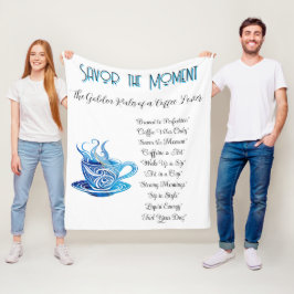 渦巻芸術的き模様の青コーヒーカップ フリースブランケット