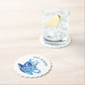 渦巻芸術的き模様の青コーヒーカップ ペーパーコースター (インサイチュ)