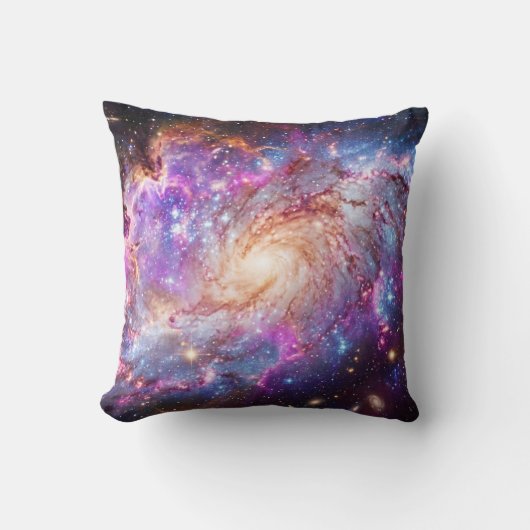 渦巻銀河と星雲の宇宙パターン クッション (正面)