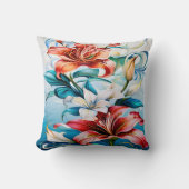 渦巻鮮やかきに囲まれた開花の花 クッション (正面)