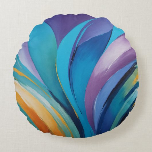 渦巻鮮やかき ラウンドクッション (正面)