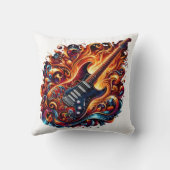 渦巻鮮やかく炎に囲まれたギター クッション (裏面)