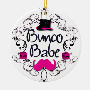 渦巻、髭およびシルクハットを持つBuncoの可愛い人 セラミックオーナメント