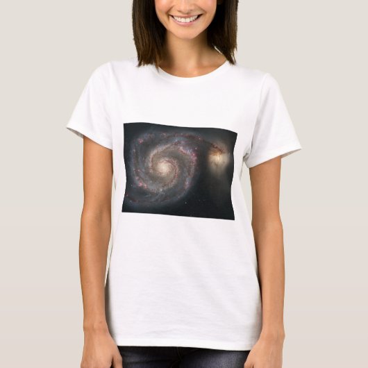 渦銀河系(宇宙)(宇宙)(メシエ51A) Tシャツ (正面)