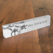 渦雲母 |ユニコーン角化された恐竜の先生 デスクネームプレート (側面)