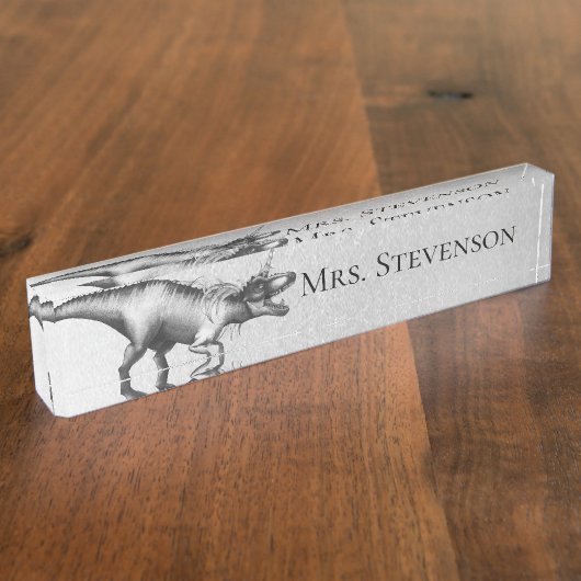 渦雲母 |ユニコーン角化された恐竜の先生 デスクネームプレート (側面)