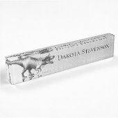 渦雲母 | Silver Unicorn角のある恐竜 デスクネームプレート