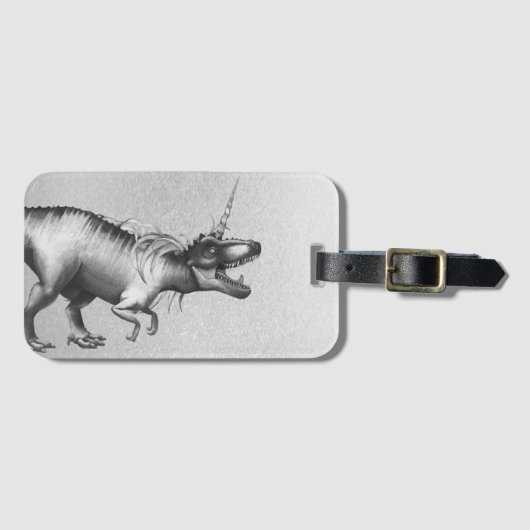 渦雲母 | Silver Unicorn角のある恐竜 ラゲッジタグ (正面横)