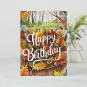 温お洒落季の秋秋ハッピーバースデー カード (スタンド正面)