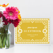 温かいイエローパペル結婚ピカドのゲストブックサイン ポスター