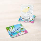 温かいウィッシュカワイドバードビーチクリスマスホリデー スクエアペーパーコースター (インサイチュ)