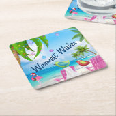 温かいウィッシュカワイドバードビーチクリスマスホリデー スクエアペーパーコースター (アングル)