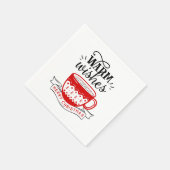 温かいウィッシュズカップホットコーヒーココアクリスマスレタリング スタンダードカクテルナプキン (角)