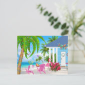 温かいウィッシュズバード&ビーチハウスクリスマス シーズンポストカード (スタンド正面)