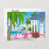 温かいウィッシュズバード&ビーチハウスクリスマス シーズンポストカード (正面/裏面)