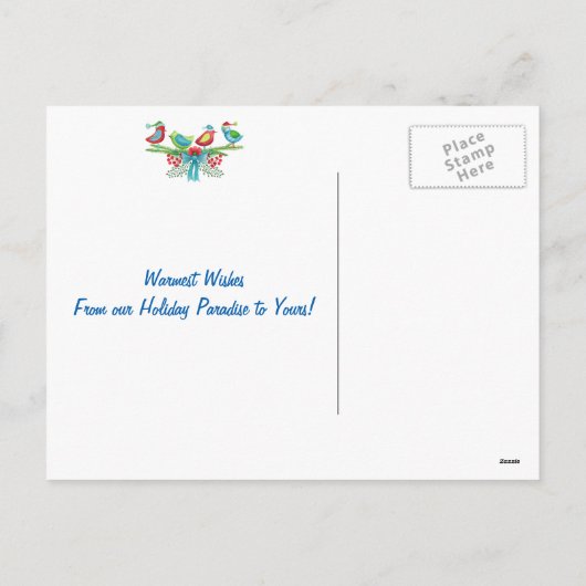 温かいウィッシュズバード&ビーチハウスクリスマス シーズンポストカード (裏面)