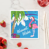 温かいウィッシュパームツリーズフラミンゴビーチクリスマス スタンダードランチョンナプキン (インサイチュ)