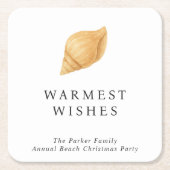 温かいウィッシュビーチモダンクリスマス スクエアペーパーコースター (正面)