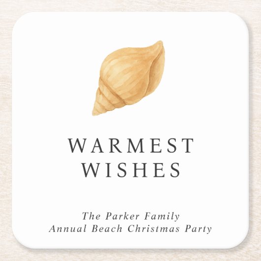 温かいウィッシュビーチモダンクリスマス スクエアペーパーコースター (正面)