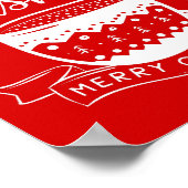 温かいウィッシュホットカップコーヒーココアクリスマス赤白 ポスター (角)