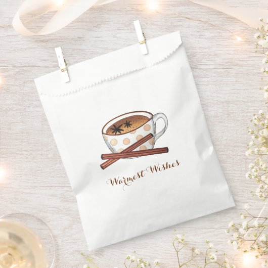 温かいウィッシュマサラチャイインディアンスパイス茶カップ フェイバーバッグ (クリップ留めされた状態)