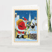 温かいウェルカムサンタキャットクリスマスイラストレーション シーズンカード (正面)