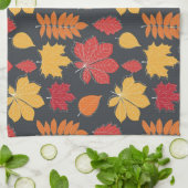 温かいオレンジ茶色の赤い秋の秋キッチンタオル キッチンタオル (折り畳み)