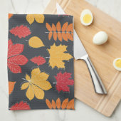 温かいオレンジ茶色の赤い秋の秋キッチンタオル キッチンタオル (四つ折り)